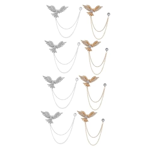 Veemoon 4 Sätze Adler Brosche Kettenbrosche Retro Anzug Vogel Brosche Tier Brosche Schmuck Adler Anstecknadel Strass Brosche Quaste Brosche Clip Adler Kragennadel 2 Stücke * 4 von Veemoon