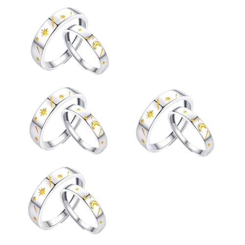 Veemoon 4 Sätze Verstellbare Ringe Mit Stern Design Kreative Fingerdekoration Für Perfektes Für Valentinstag Hochwertige Verarbeitung 2 Stück * 4 von Veemoon
