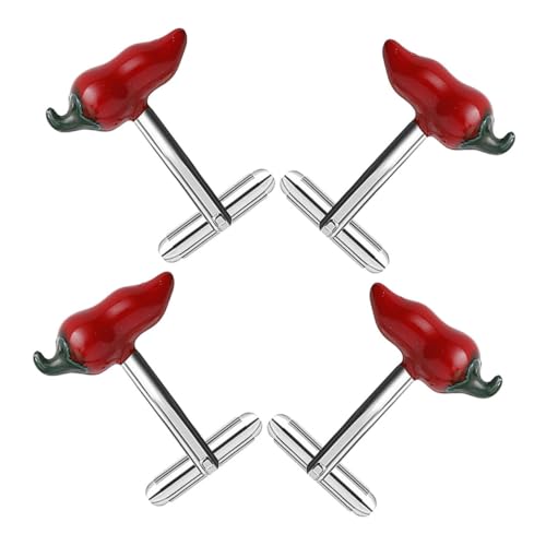 Veemoon 4 Stück Chili -Manschettenknöpfe Hemdmanschettenschmuck elegante Schmuckmanschettenknöpfe Hemdknopfabdeckung Manschettenlinks Mode-Hemd-Nagel Ärmelclip Kupfer von Veemoon