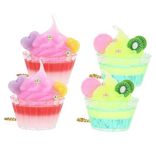 Veemoon 4stücke Eiscreme-dekoration Handyanhänger Mit Band Für Frauen Kawaii Handy-dekoration Simulierter Dessert Anhänger Handyzubehör Für Rucksack Geldbörse von Veemoon