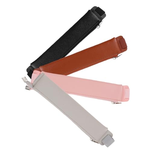 Veemoon 4 Stück Elastischer Stifthalter aus PU Leder für Notizbücher Praktische Stiftschutzhüllen für Journal Schreibwaren und Bürobedarf Rosa Schwarz Braun von Veemoon