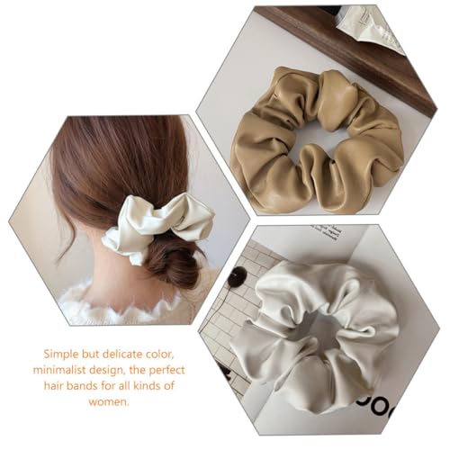 Veemoon 4 Stück Elegante Pu leder Haargummis für Mädchen und Damen Elastische Scrunchies in Hellgrau Dunkelgrau Khaki Dunkelbraun Vielseitig als Haarband oder Armband Modische von Veemoon