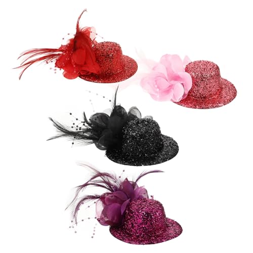 Veemoon 4stücke Fascinator Haarnadel Retro Hut Mesh Garn Fascinator Cosplay Haar Clips Für Mottopartys Weihnachten Reisen von Veemoon