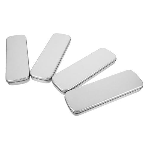 Veemoon 4 Stück Federmäppchen aus Langlebige Kompakte Schreibwaren Box für Schüler Multifunktionale Stiftaufbewahrung in Elegantem Silber für Schule und Büro von Veemoon