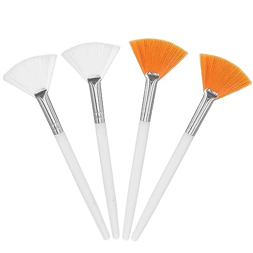 Veemoon 4 Stück Gesichtsmaske Pinsel Teilig Weicher Nylon Fächerpinsel für Gleichmäßiges Auftragen von Masken und Cremes Wiederverwendbar Hautfreundlich Leicht und Vielseitig für von Veemoon