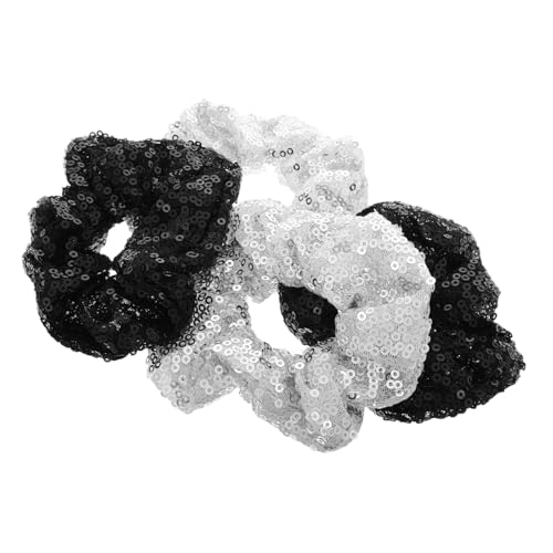 Veemoon 4 Stück Glitzer Haargummis mit Schimmernden Pailletten Dehnbare Elastische Haarbänder Trendige Metallic Ponytail Holder für Frauen und Mädchen für Festliche Anlässe und Partys von Veemoon
