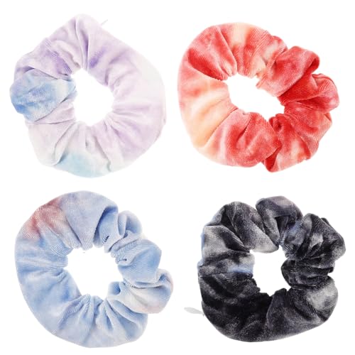 Veemoon 4 Stück Haargummis mit Reißverschluss Bunte Elastische Scrunchies für Frauen Mädchen Leichter Weicher Haarschmuck mit Integriertem Zipper Täschchen zur Aufbewahrung Kleiner von Veemoon