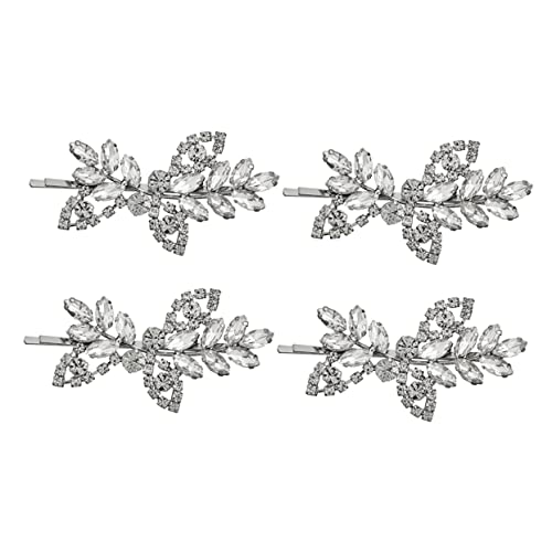 Veemoon 4 Stück Haarklammern mit Funkelnden Strass Blättern Modischer Haarschmuck für Damen und Mädchen Vielseitige Haarspangen für Partys Hochzeit und Alltag Silberfarbene von Veemoon