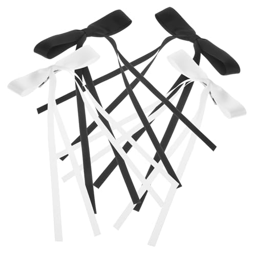 Veemoon 4 Stück Haarschleifen Clips für Damen Große Schleifen Haarspangen aus Doppellagiger Spitze für Mädchen Haaraccessoire Schwarz und Weiß für Hochzeiten Partys und Besondere Anlässe von Veemoon