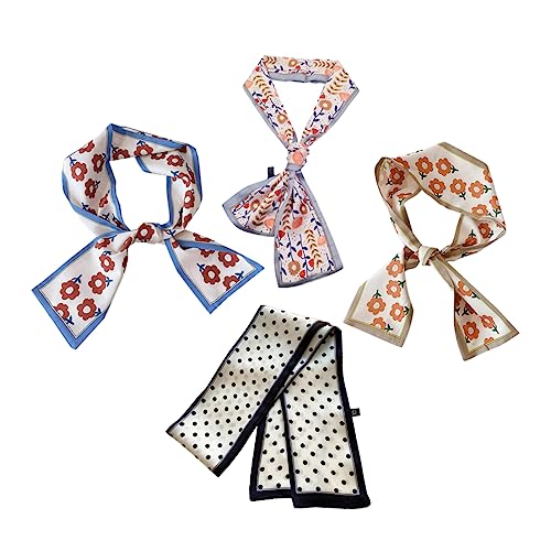 Veemoon 4 Stück Haarschmuck Schal Schals Stirnband Stirnbänder Langschwanz Kopftuch Haargummis Schal Kopftuch Bandana Handtaschenschal Für Handtaschengriffe Haarwickel von Veemoon