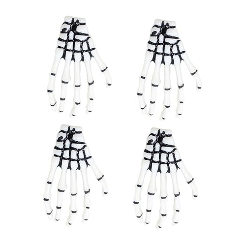 Veemoon 4 Stück Halloween Haarklammern Handknochen Haarspangen Kunststoff Weiß Punk Haarschmuck für Damen Karneval Cosplay Party Zubehör von Veemoon