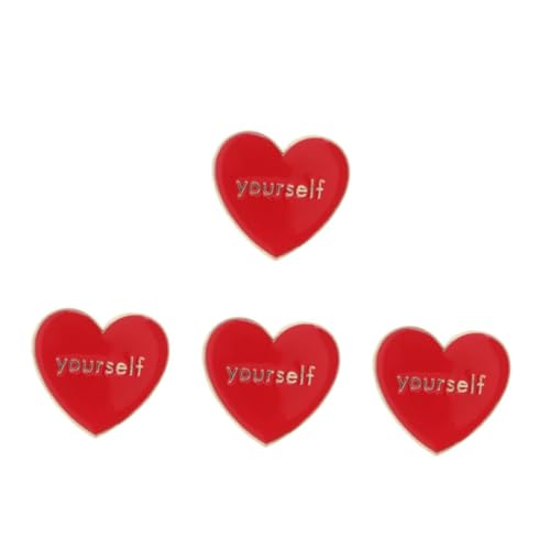 Veemoon 4 Stück Herz Brosche Emaille Anstecknadel Selbstliebe Oildrip Legierung Robuster Pin für Rucksack Kleidung Valentinstag Damen Accessoire von Veemoon