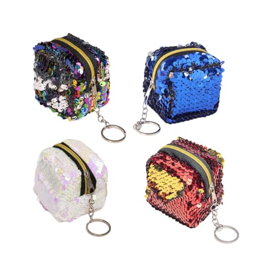 Veemoon 4 Stück Münzbrieftasche Mini-Geldbörse mit Pailletten Mini-Geldbörse für Mädchen Geldbeutel klein Kinderhandtaschen Mädchen Geldbeutel Plastik von Veemoon