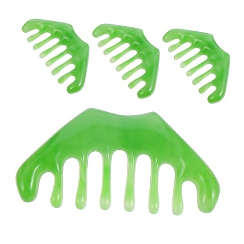 Veemoon 4 Stück Resin Massagekamm mit Breiten Zähnen Handlicher Gua Sha Kopfhautmassager für Damen und Herren Entwirrt Haare Sanft Fördert Entspannung und Gesundes Haarstyling von Veemoon