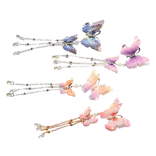 Veemoon 4 Stück Schmetterlings Haarspangen mit Quaste für Damen Chinesische Haar Accessoires Haarnadeln für Partys und Zeremonien von Veemoon