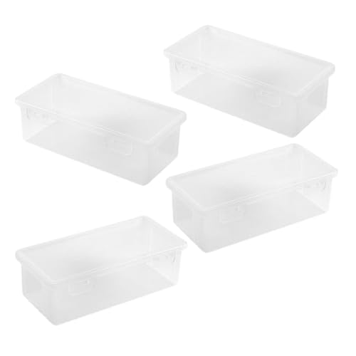 Veemoon 4 Stück Stapelbares Federmäppchen aus Kunststoff Großer Aufbewahrungskasten für Künstlerbedarf Transparente Stiftebox mit Druckknopfverschluss für Büro und Schule von Veemoon