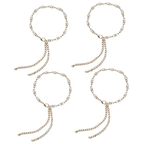 Veemoon 4 Stück Schuhkette für High Heels Knöchelketten Verlust Dekoration für Stilvolle Damen Schuhe Einfach Anzubringen Funkelt mit Glitzersteinen von Veemoon