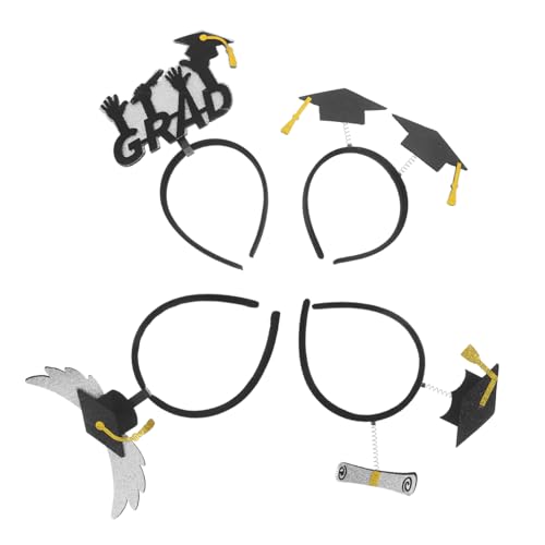 Veemoon 4 Stück Teiliges Abschluss Stirnband Glitzernde Filz Kopfbedeckung Vielseitige Graduation Party Haarreifen Komfortabel und Langlebig für Studenten Abschlussfeier und Fotos von Veemoon