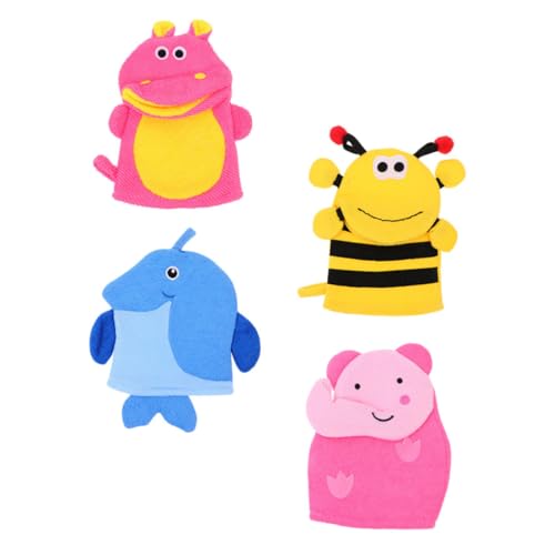 Veemoon 4 Stück Teiliges Badehandschuhe aus Cartoon Material Exfolierende Badetücher für Sanftes Baden Badewannen Zubehör für Jungen und Mädchen von Veemoon