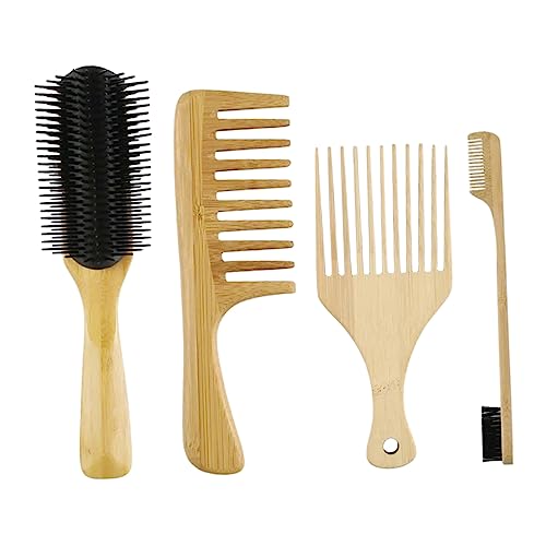 Veemoon 4 Stück Teiliges Bambus Haar Kamm Breitzahniger Friseur Kamm Entwirrend Antistatisch für Männer Frauen und Leicht Tragbar für Salon und Zuhause von Veemoon