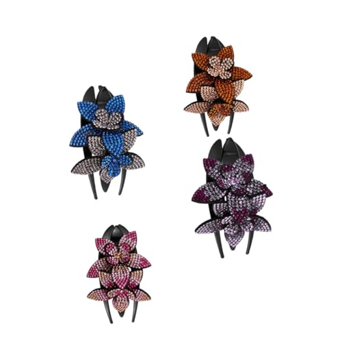 Veemoon 4stücke Blumen Haarspange Mit Strass Verzierung Doppel Blume Haarnadel Clip Für Frauen Langlebig Und Leicht Für Alltag Und Besondere Anlässe von Veemoon