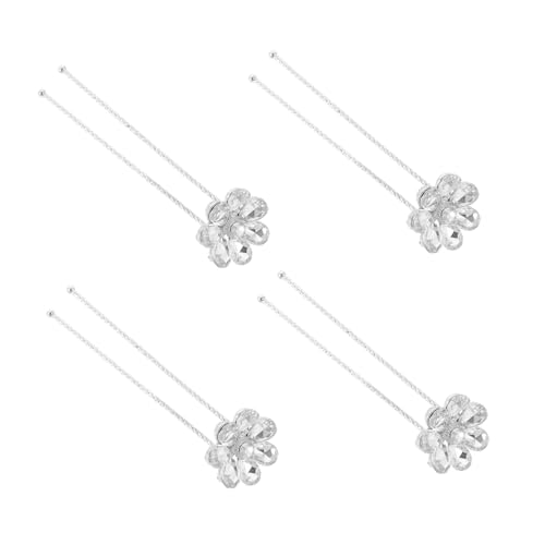 Veemoon 4 Stück Teiliges Braut Haarspangen mit Weißen Blumenförmigen Strasssteinen Leichte Stabile Haarnadeln für Hochzeitsfrisuren Vielseitiges Damen Haarschmuck Accessoire von Veemoon