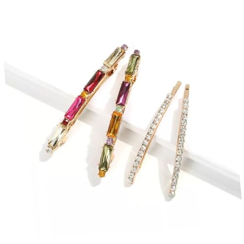Veemoon 4 Stück Teiliges Bunte Haarklammern mit Strass Modische Haarspangen aus Metall für Damen und Mädchen Sichere Federclips zur Haarstyling und Alltagsschmuck von Veemoon