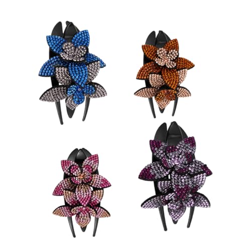 Veemoon 4 Stück Teiliges Damen Haarklammern mit Wasserstrahlverzierten Blumen Haarkämme in Großen und Kleinen Farbverlaufendes Design in Blau Champagner und Eleganter Haarschmuck für von Veemoon