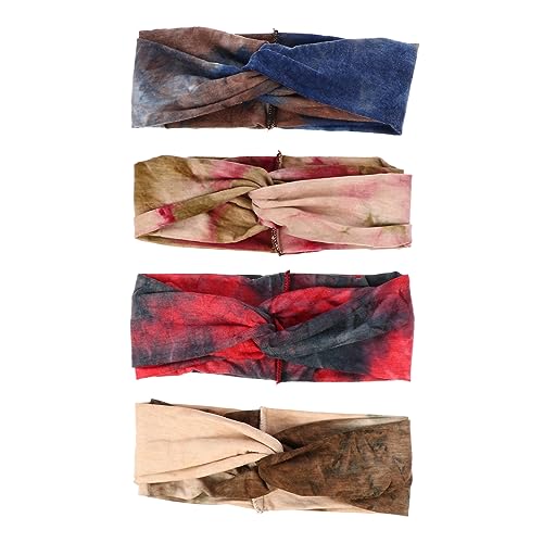 Veemoon 4 Stück Teiliges Elastisches Yoga Stirnband Damen Weiches Rutschfestes Sport Haarband mit Geknotetem Design Atmungsaktiv und Schnelltrocknend Geeignet für Fitness Alltag und von Veemoon