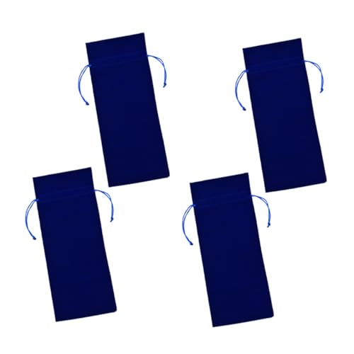 Veemoon 4 Stück Teiliges Flanell Weinbeutel in Blaublau mit Kordelzug Wiederverwendbare Flaschentaschen Dekorative Verpackung für Weinflaschen für Partys Hochzeiten und Geschenke von Veemoon