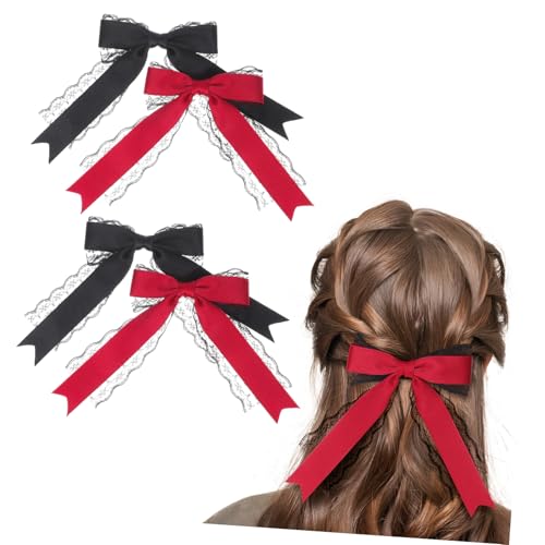 Veemoon 4 Stück Teiliges Große Haarschleifen aus Spitze mit Langen Bändern Stilvolle Haarklammern für Frauen und Mädchen Vielseitige Haarspangen für Hochzeit Party und Alltag Robust und von Veemoon