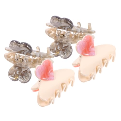 Veemoon 4 Stück Teiliges Große Herz Haarklammern aus Robuste Haarkralle für Damen und Teenager Modisches Stylingzubehör für Haartypen Langlebige Haarspangen Beige und Marmor von Veemoon