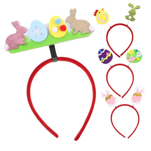 Veemoon 4 Stück Teiliges Haarband mit Niedlichen Hasen und Küken Motiven Dekorative Stirnbänder für Frauen Cartoon Designs Festliche Haarschmuck Accessoires für Ostern von Veemoon