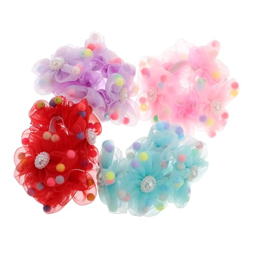 Veemoon 4 Stück Teiliges Haargummis mit Sonnenblumenperlen Elastische Haarschmuck Armbänder für Mädchen Einfache Anwendung Modisch und Attraktiv für Ponytails Tanz und Alltag von Veemoon