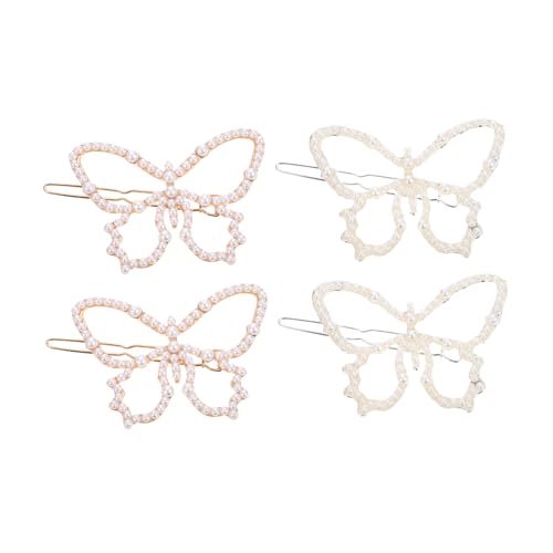 Veemoon 4 Stück Teiliges Haarklammer mit Metallischen Hohlen Schmetterlingen Langlebige Damen Haarspangen Gold und Silber Dekorative Haarschmuck Clips für Festlichen und Alltagsgebrauch von Veemoon
