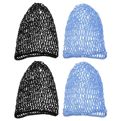 Veemoon 4 Stück Teiliges Haarnetz für Damen Leichtes Gehäkeltes Mesh Haarnetz zum Schlafen Schützender Haarwickel aus Langlebigem Rayon Atmungsaktive Haarkappe für Schonendes Styling und von Veemoon