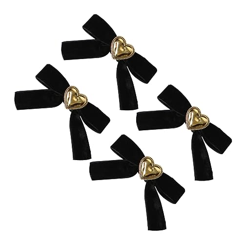 Veemoon 4 Stück Teiliges Haarschmuck Herz Haarspangen aus Samt mit Schleifen Komfortable Haarklammern für Damen Einfach Anzubringende Love Heart Barrettes Vielseitig für Alltag und von Veemoon