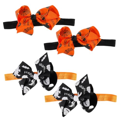 Veemoon 4 Stück Teiliges Halloween Haarschmuck für Mädchen Bunte Schleifen Haarbänder Atmungsaktive Kopfbedeckung Dekorativ und Bequem für Kinderfest und Party von Veemoon