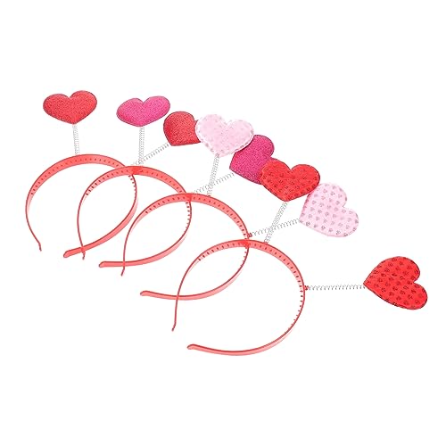 Veemoon 4 Stück Teiliges Herz Haarreifen Elastisches Leichtes Stirnband mit Glitzer Komfortabel für Damen und Party und Valentinstag Haaraccessoire für Besondere Anlässe von Veemoon