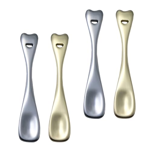 Veemoon 4 Stück Teiliges Kosmetikspatel aus Langlebiger Zinklegierung Glatte Oberfläche zum Hygienischen Entnehmen und Abfüllen von Gesichtscremes Praktische Beauty Löffel in Gold und von Veemoon