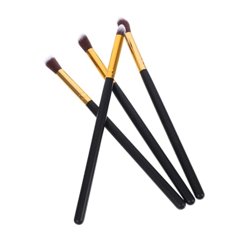Veemoon 4 Stück Teiliges Lidschatten Pinselset Schwarz Gold Weiche Pferdehaare Verarbeitung Tragbares Make Up Werkzeug für Lidschatten Blending Lippen Augen Kompakt für Reisen von Veemoon
