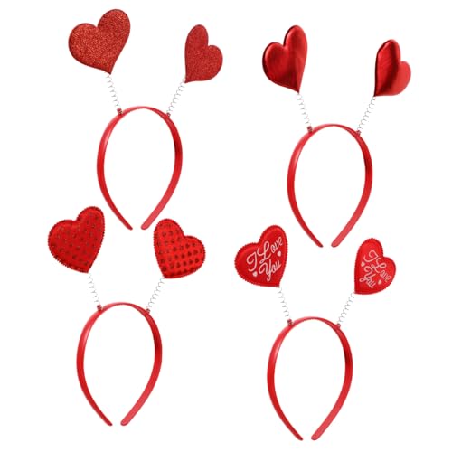 Veemoon 4 Stück Teiliges Liebestag Haarband Rotes Herz Design Leichter Haarschmuck für Party Karneval Valentinstag und Kostümfeiern Komfortabel und Festlich für Damen und Gäste von Veemoon