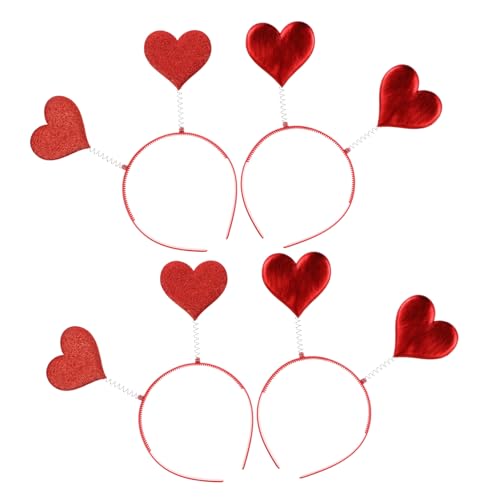 Veemoon 4 Stück Teiliges Liebestag Haarreifen mit Roten Herzmotiven Leichtes Formstabiles Partyaccessoire für Valentinstag Fasching Kostüm und Feiertagspartys für Fotos und Festliche von Veemoon