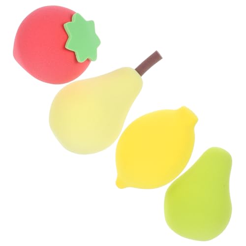 Veemoon 4 Stück Teiliges Make Up Schwämme in Kreativen Obstformen Weiche Beauty Puderquasten für Frauen Vielseitig Einsetzbar für Flüssigfoundation und Puder Hautfreundlich und von Veemoon