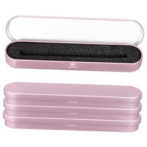Veemoon 4 Stück Teiliges Metall-stiftemäppchen mit Weicher Schwamm-innenauskleidung Stabile Geschenkbox für Kugelschreiber Schmuck und Schreibwaren Rechteckige Aufbewahrungsbox in Roségold von Veemoon