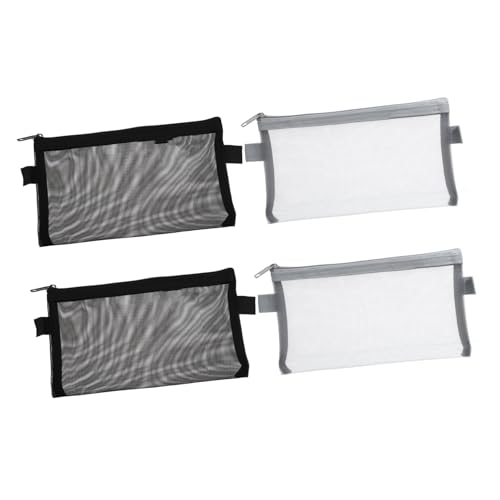 Veemoon 4 Stück Teiliges Netz Stiftetui mit Reißverschluss Praktische Aufbewahrungstaschen für Schüler und Lehrer Transparente Dokumententaschen Schwarz für Schule und Reisen von Veemoon