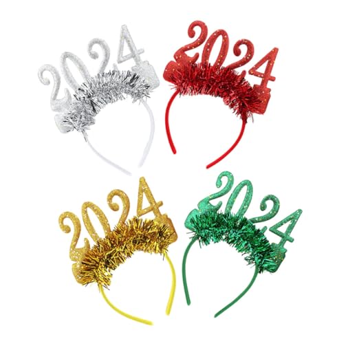 Veemoon 4 Stück Teiliges Neujahrs Stirnband mit Glitzer Leichtes Komfortables Haar Accessoire für Mädchen Dekorativ für Weihnachts und Silvesterpartys Vielseitig Einsetzbar von Veemoon
