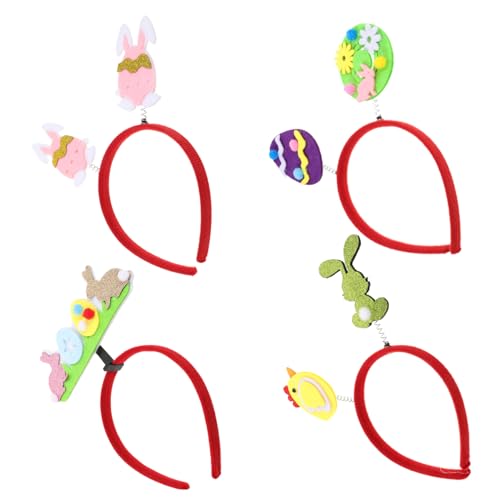 Veemoon 4 Stück Teiliges Ostern Haarreifen mit Bunny und Ei Designs Bunte Haarschmuck Stirnbänder für Osterparty Cosplay Fotoshooting und Festliche Anlässe Geeignet für Mädchen und von Veemoon