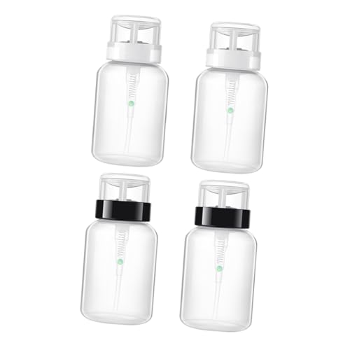 Veemoon 4 Stück Teiliges Pumpspender aus Kunststoff für Nagellackentferner und Make Up Entferner Transparent Nachfüllbar mit Auslauf Funktion für Nagelpflege und Reisen von Veemoon