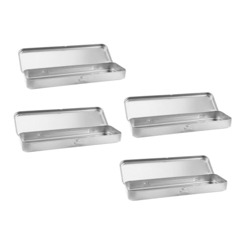 Veemoon 4 Stück Teiliges Rechteckiges Stifteetui aus Robustem Wasserdichtem Zinnblech Multifunktionaler Organizer für Stifte Pinsel und Kleine Utensilien Praktisch und Tragbar für Schule von Veemoon